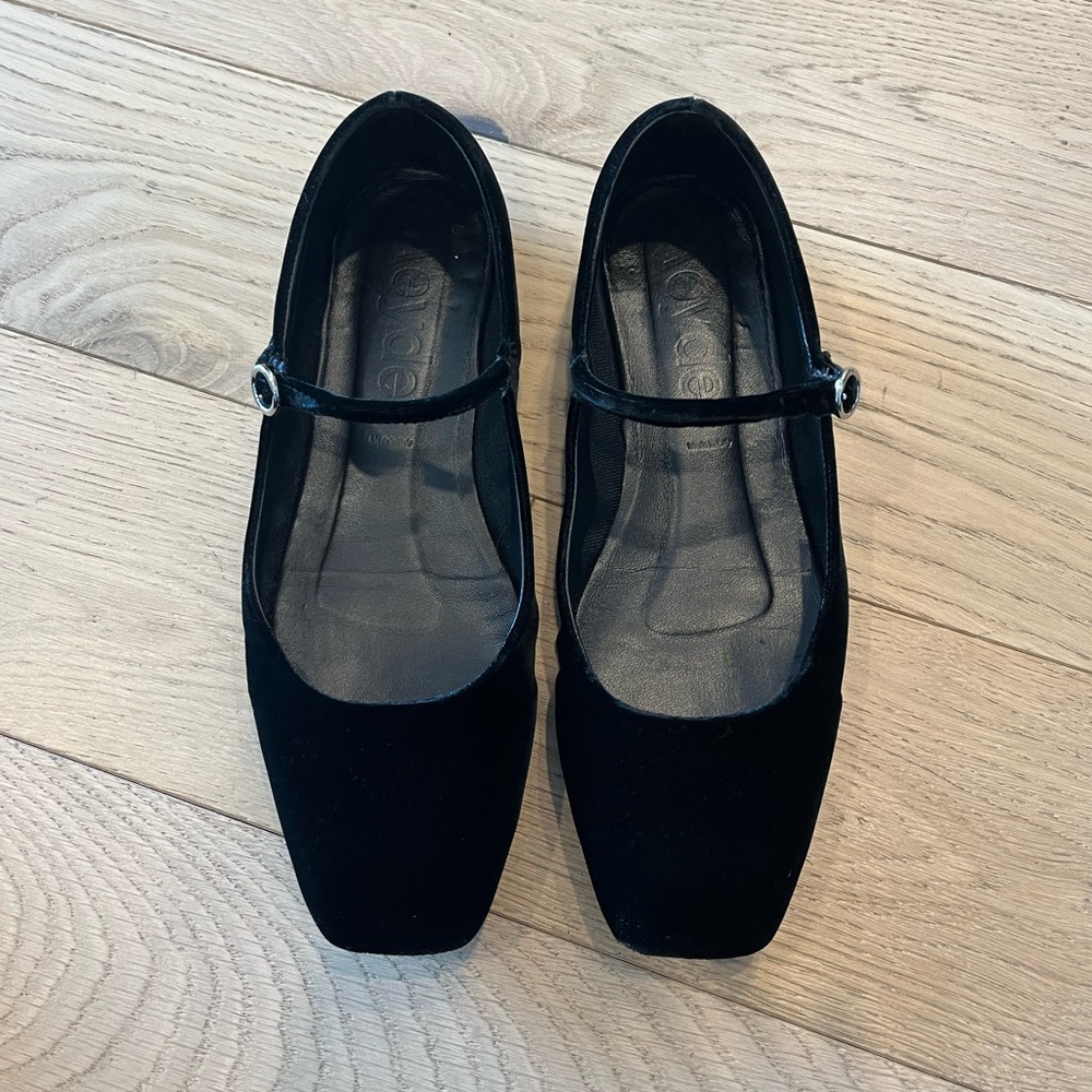 Aeyde Uma Black Velvet Mary Jane Flats